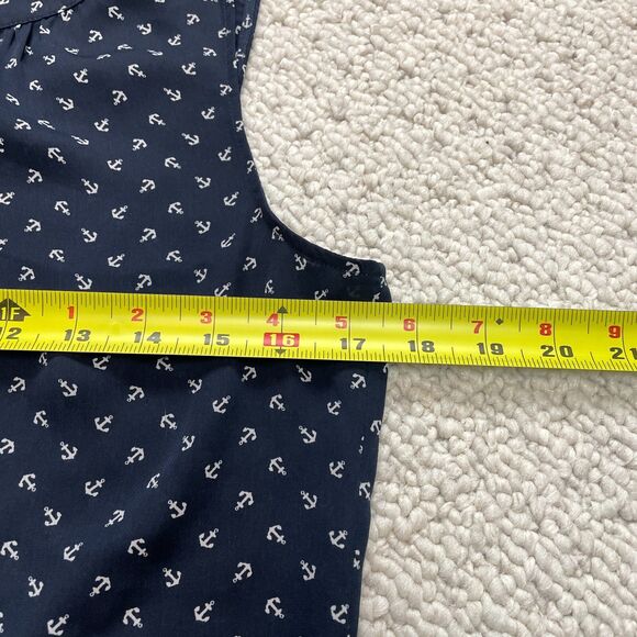 Banana Republic Blouse Top Womens 2 Navy Blue Nautical Sleeveless Button Up - Picture 11 of 11